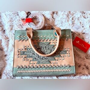 Montana West Tan and Green Clutch